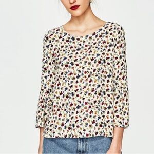 ZARA Trafaluc Floral Ruffle Sleeve Top – Size M